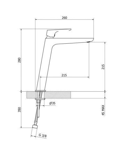 Смеситель для раковины без донного клапана Cezares FLORIAN-LSM1-A-01-W0