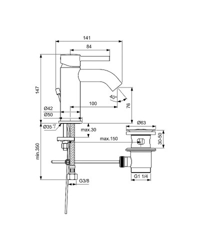 Смеситель для раковины Ideal Standard Kolva BC666U5 Белый