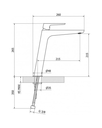 Смеситель для раковины без донного клапана Cezares BITONE-LSM1-A-01-W0