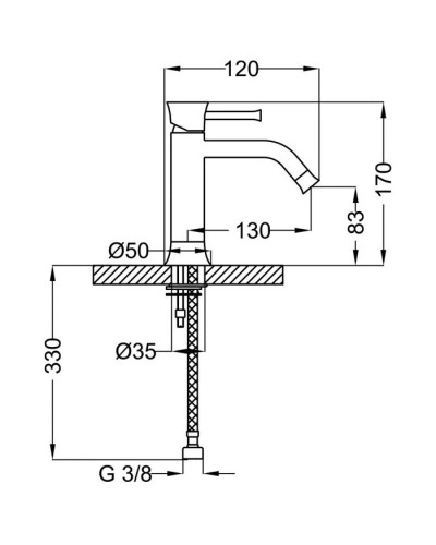 Смеситель для раковины без донного клапана Cezares POSITANO-LSM1-01-W0