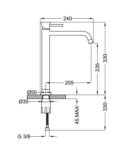 Смеситель для раковины без донного клапана Cezares POSITANO-LC-01-W0
