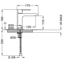 Смеситель для раковины без донного клапана Cezares FURORE-LSM1-01-W0