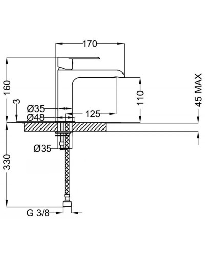 Смеситель для раковины без донного клапана Cezares FURORE-LSM1-01-W0