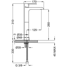 Смеситель для раковины без донного клапана Cezares FURORE-LC-01-W0
