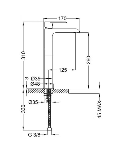 Смеситель для раковины без донного клапана Cezares FURORE-LC-01-W0