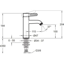 Смеситель для раковины без донного клапана Jacob Delafon Nouvelle Vague E78336-CAT