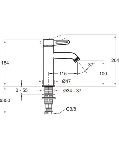 Смеситель для раковины без донного клапана Jacob Delafon Nouvelle Vague E78336-BLV