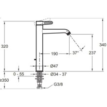 Смеситель для раковины без донного клапана Jacob Delafon Nouvelle Vague E78340-CAT