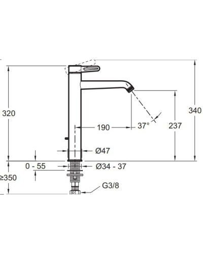 Смеситель для раковины без донного клапана Jacob Delafon Nouvelle Vague E78340-BLV