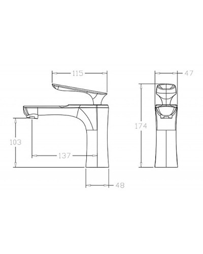 Смеситель для раковины Bravat F1390424BW-RUS Черный матовый