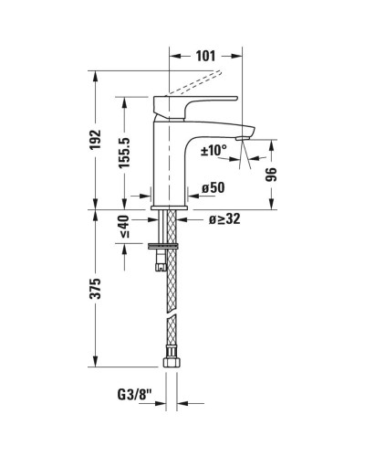 Смеситель для раковины без донного клапана Duravit B.1 B11010002010