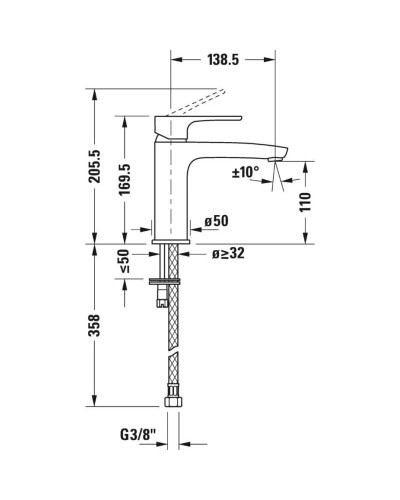 Смеситель для раковины без донного клапана Duravit B.1 B11020002010