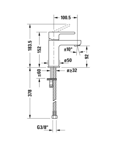 Смеситель для раковины без донного клапана Duravit B.2 B21010002010