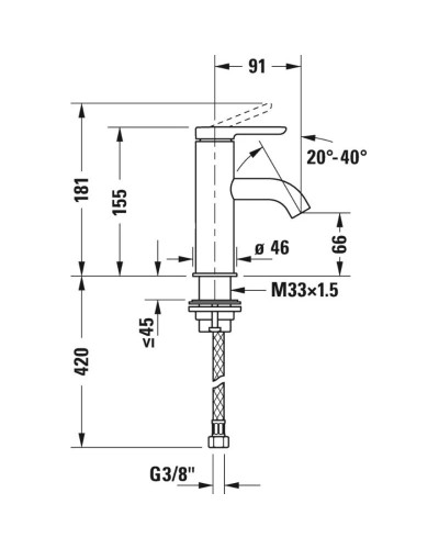 Смеситель для раковины без донного клапана Duravit C.1 C11010002010