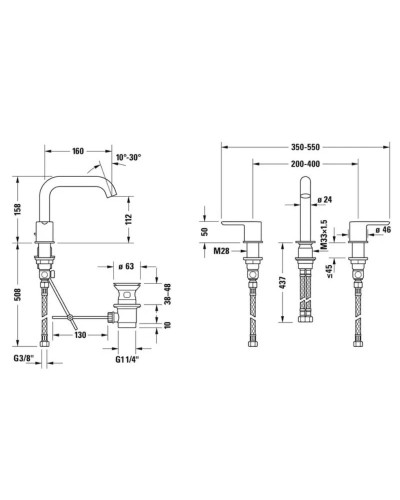 Смеситель для раковины с донным клапаном Duravit C.1 C11060006010