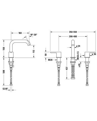 Смеситель для раковины без донного клапана Duravit C.1 C11060004010
