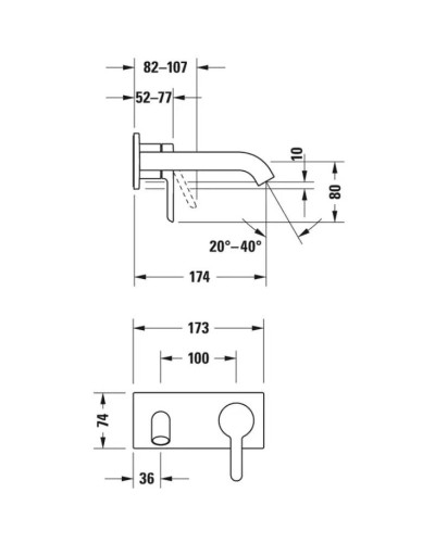 Смеситель для раковины без донного клапана Duravit C.1 C11070003010