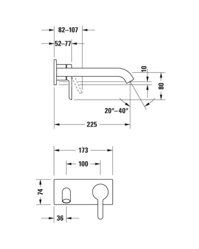 Смеситель для раковины без донного клапана Duravit C.1 C11070004010