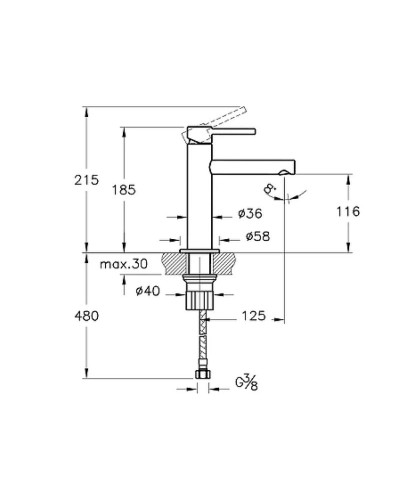 Смеситель для раковины Vitra Origin A4255636 Черный матовый
