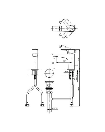 Смеситель для раковины Toto GE TLG07301R Хром