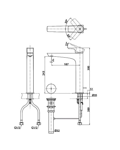Смеситель для раковины Toto GE TLG07305R Хром