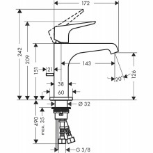 Смеситель для раковины Axor Citterio M 36110000 Хром