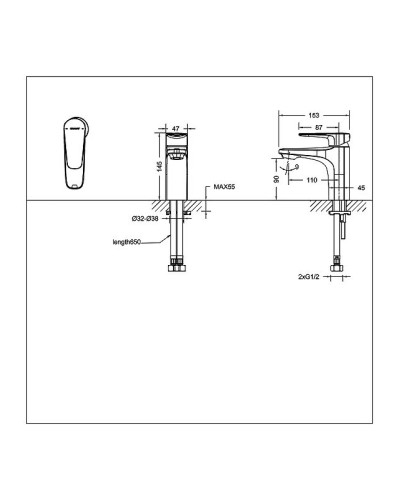 Смеситель для раковины Bravat Source F1173218BW-ENG Черный матовый