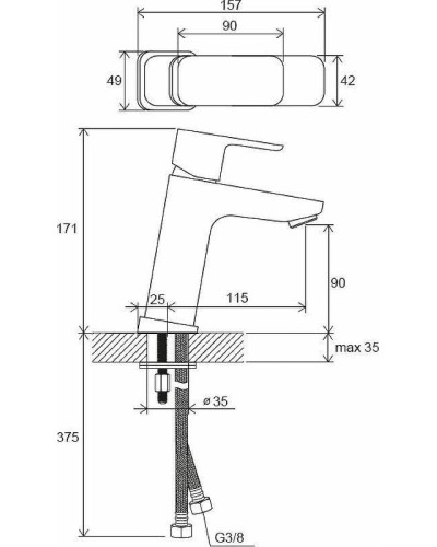 Смеситель для раковины Ravak 10° Free black-TD F 014.20 X070150 Черный матовый
