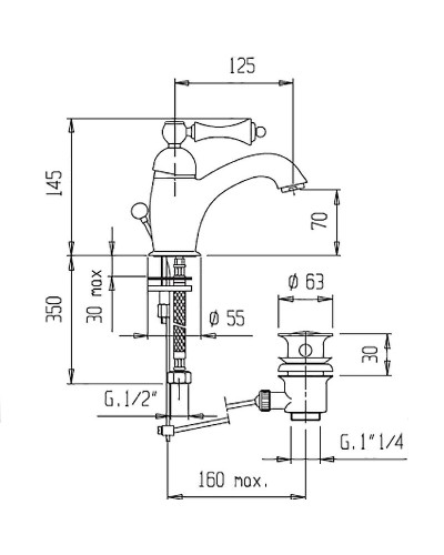 Смеситель для раковины Cezares Margot MARGOT-LSM1-01-Bi Хром