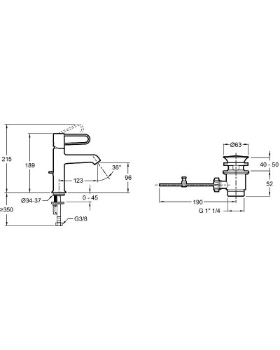 Смеситель для раковины Jacob Delafon Odeon Rive Gauche E21028-CP-00 Белый матовый Хром