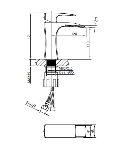 Смеситель для раковины AltroBagno Cascata 0110 Cr