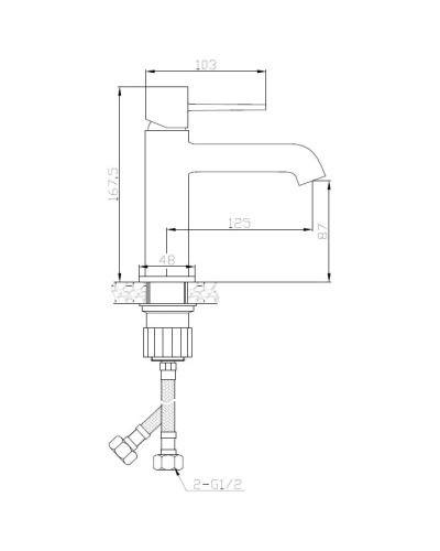 Смеситель для раковины без донного клапана Orange Karl M05-021cr
