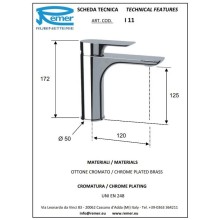 Смеситель для раковины без донного клапана Remer Infinity I11