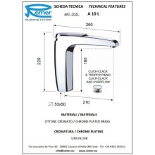 Смеситель для раковины с донным клапаном Remer Atmos A10L