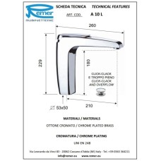 Смеситель для раковины с донным клапаном Remer Atmos A10L