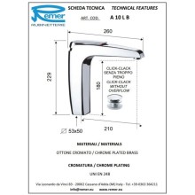 Смеситель для раковины с донным клапаном Remer Atmos A10LB