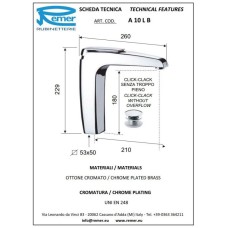 Смеситель для раковины с донным клапаном Remer Atmos A10LB