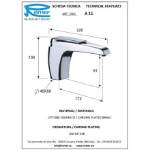 Смеситель для раковины без донного клапана Remer Atmos A11
