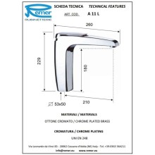 Смеситель для раковины без донного клапана Remer Atmos A11L