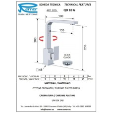 Смеситель для раковины с донным клапаном Remer Q-Design QD10G