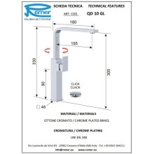 Смеситель для раковины с донным клапаном Remer Q-Design QD10GL