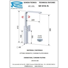Смеситель для раковины с донным клапаном Remer Q-Design QD10GLXL