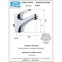 Смеситель для раковины с донным клапаном Remer Remix R10P