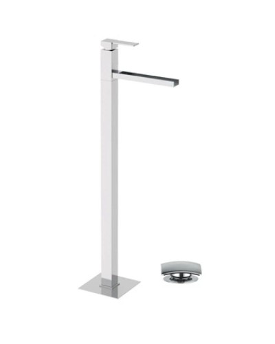 Смеситель напольный для раковины с донным клапаном Remer Qubika Cascata QC18