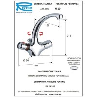 Термостат для раковины с донным клапаном Remer Thermo H10