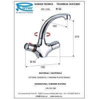 Термостат для раковины без донного клапана Remer Thermo H11