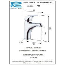 Смеситель для раковины без донного клапана Remer Project P11