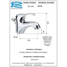 Смеситель для раковины с донным клапаном Remer Musa M10