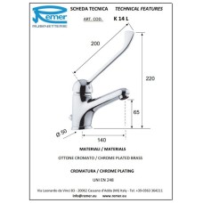 Смеситель для раковины с донным клапаном Remer Kiss K14L