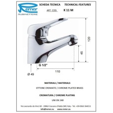 Кран для холодной воды без донного клапана Remer Kiss K11M